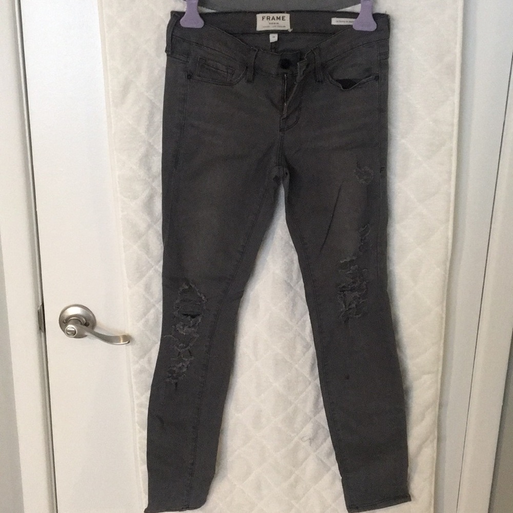 Frame distressed grey jeans